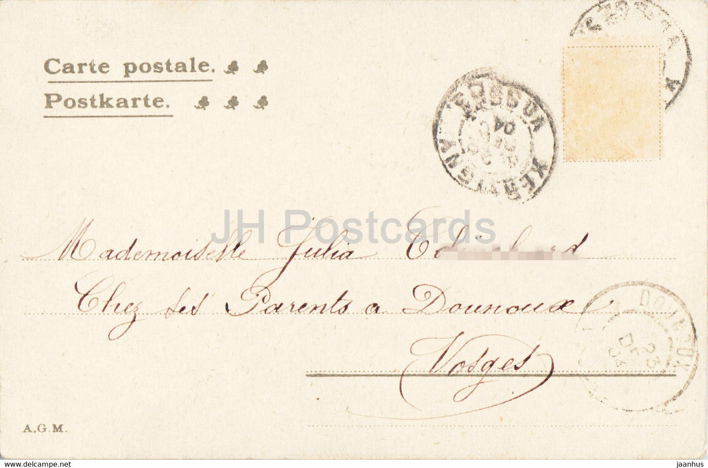 Frau und Mann – Aufräumen – Hauptversammlung – alte Postkarte – 1904 – Frankreich – gebraucht