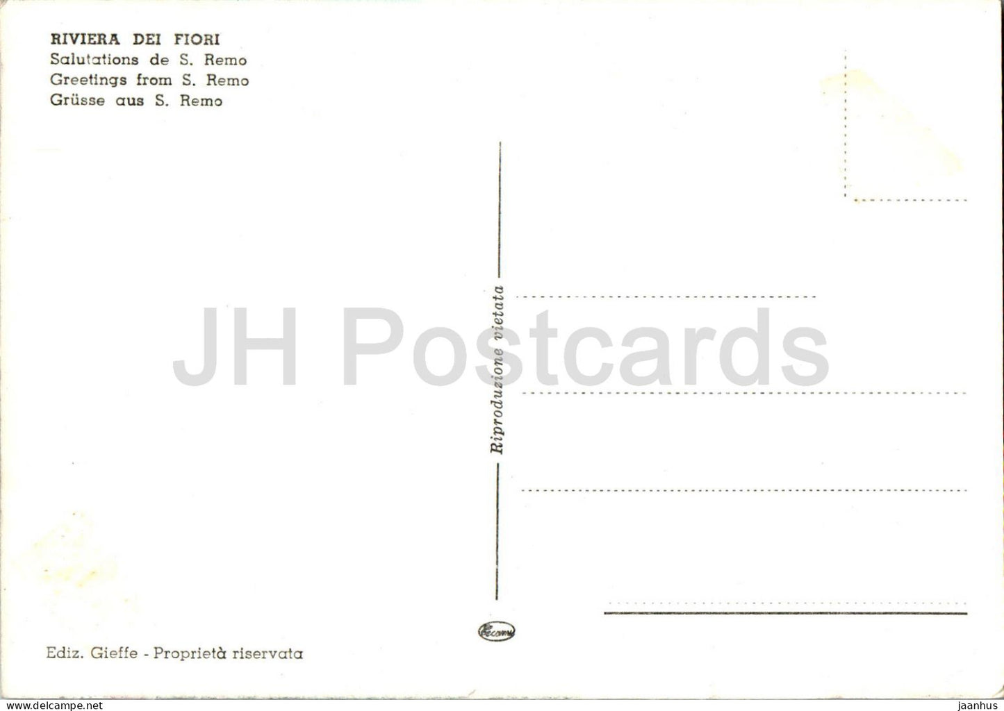 Saluti da San Remo - Salutations de S Remo - Greetings from San Remo - multiview - Italy - unused