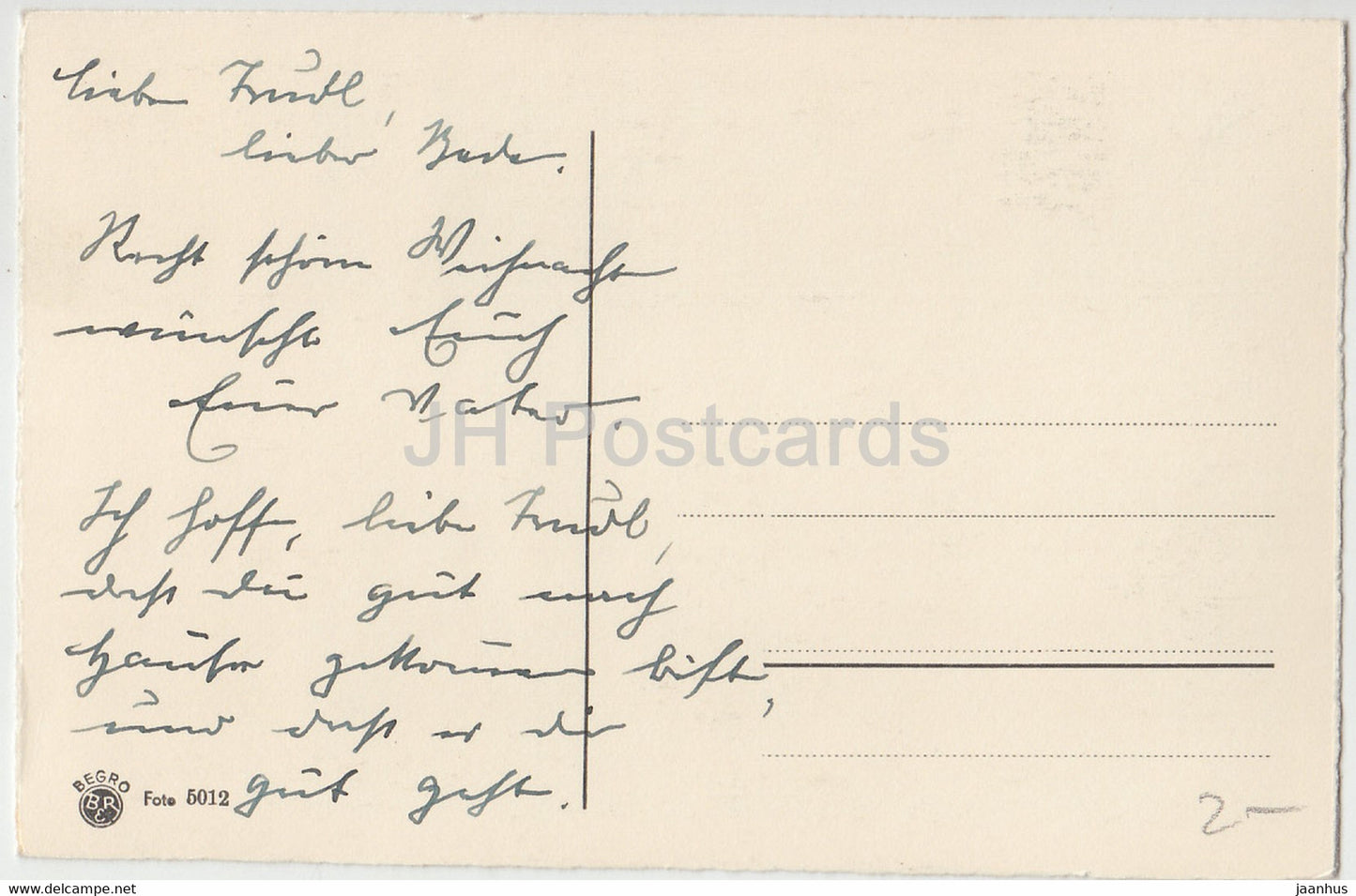 Christmas Greeting Card - Frohe Weihnachten - winter view - birch - Begro 5012 - old postcard - Germany - used