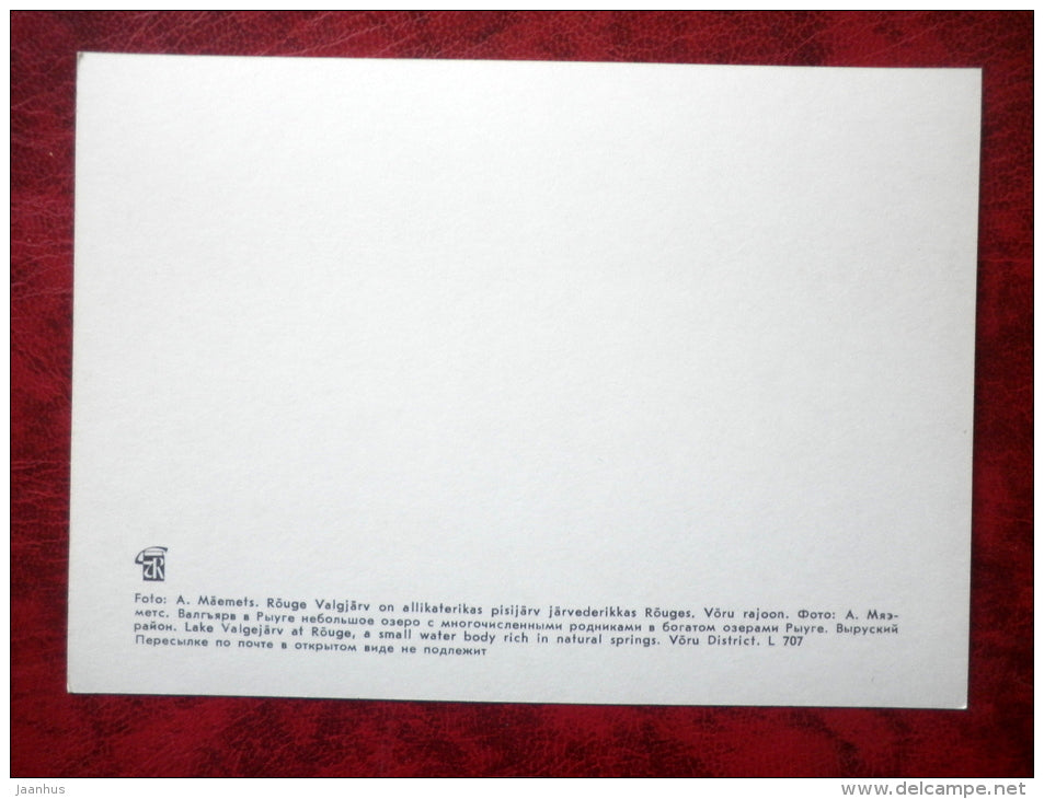 Lake Valgejärv at Rõuge - Estonian lakes - 1979 - Estonia - USSR - unused - JH Postcards