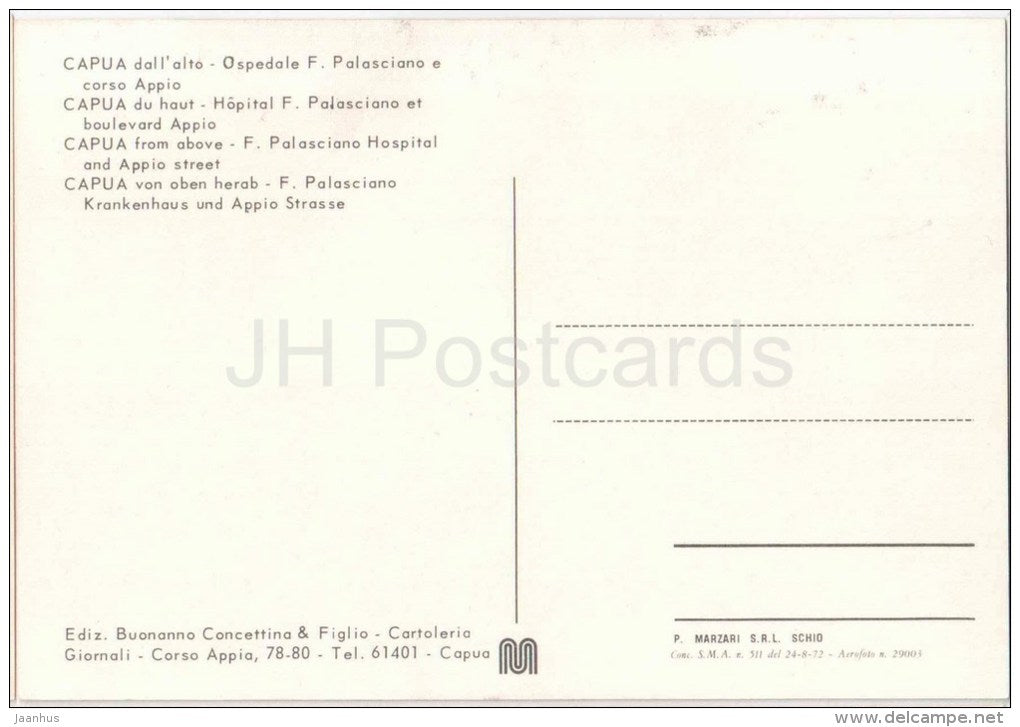 dall´alto , Ospedale F. Palasciano e corso Appio - hospital - Capua - Campania - Italia - Italy - unused - JH Postcards
