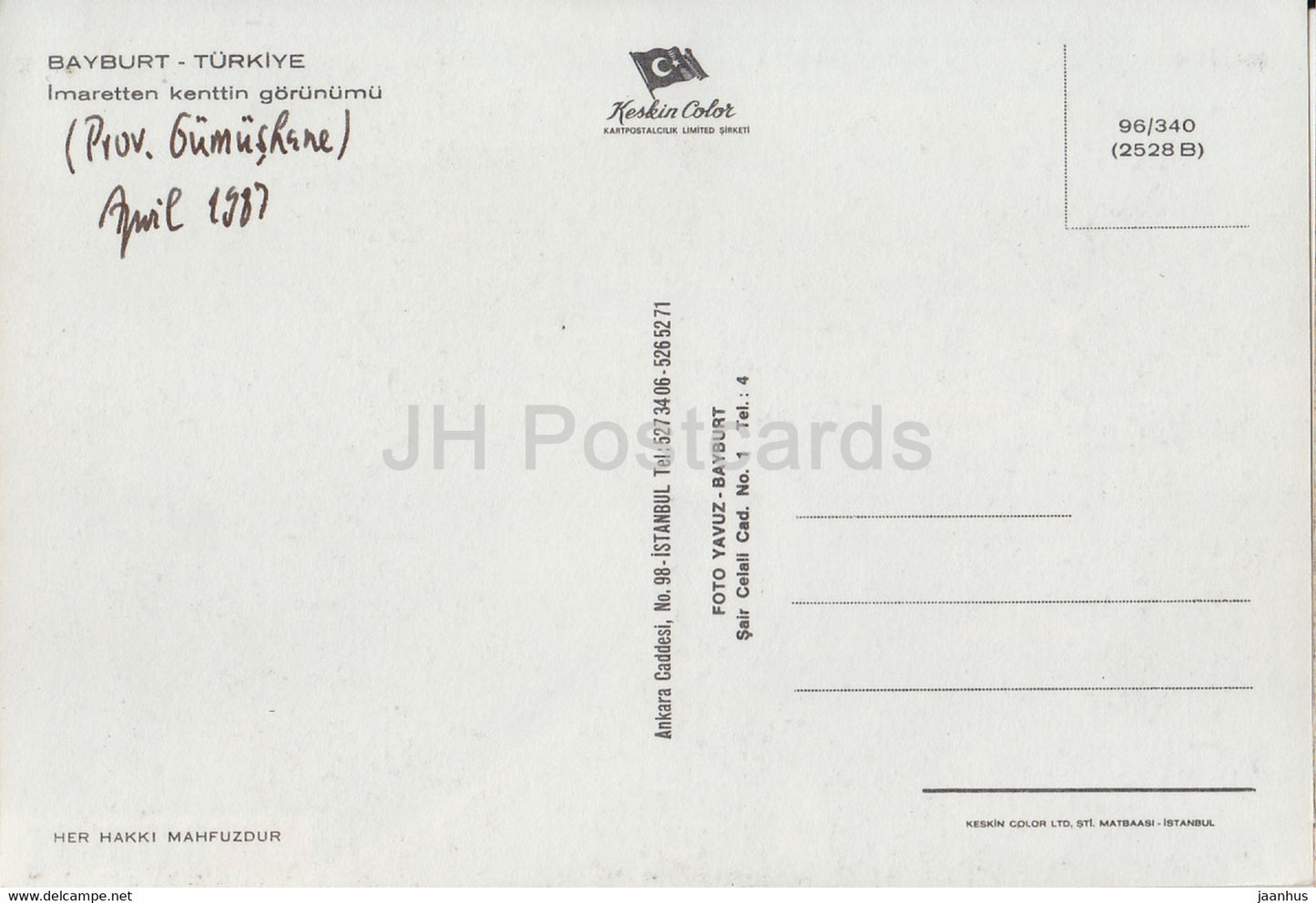 Bayburt - Vue de la ville depuis Imaret - 1987 - Turquie - occasion