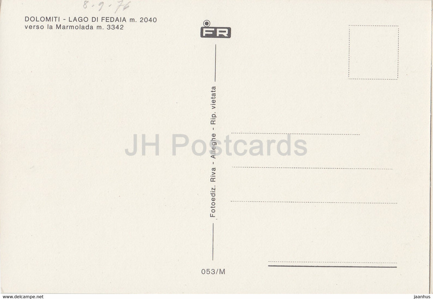 Dolomiti - Lago di Fedaia 2040 m - verso La Marmolada 3342 m - 1976 - Italy - Italia - unused