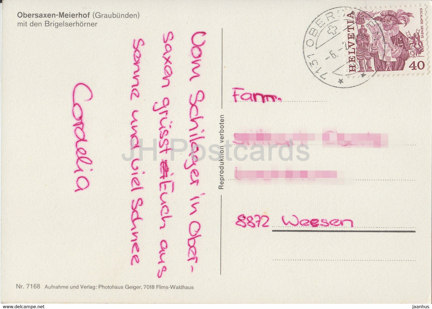 Obersaxen Meierhof - Brigelserhorner - 7168 - Suisse - occasion