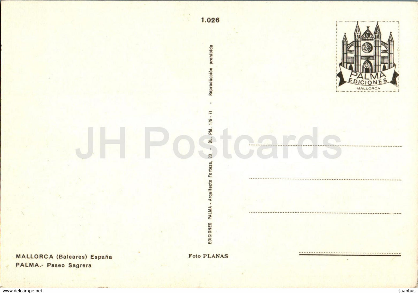 Palma - Paseo Sagrera - Mallorca - 1026 - Spain - unused
