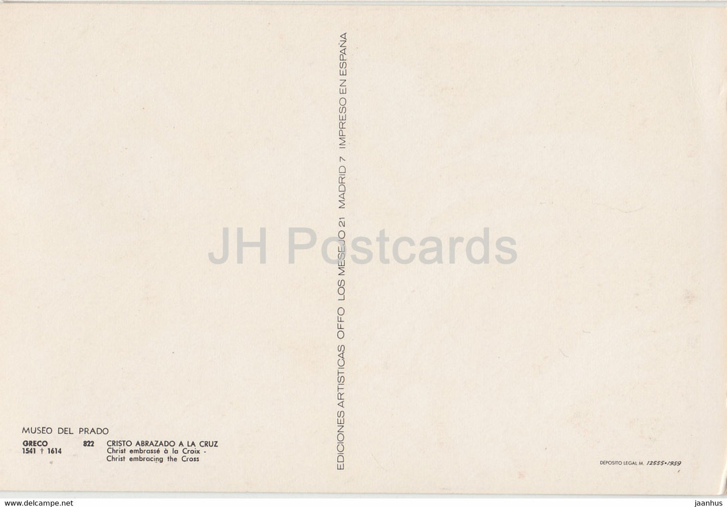 painting by El Greco - Cristo Abrazado a la Cruz - Spanish art - Spain - unused