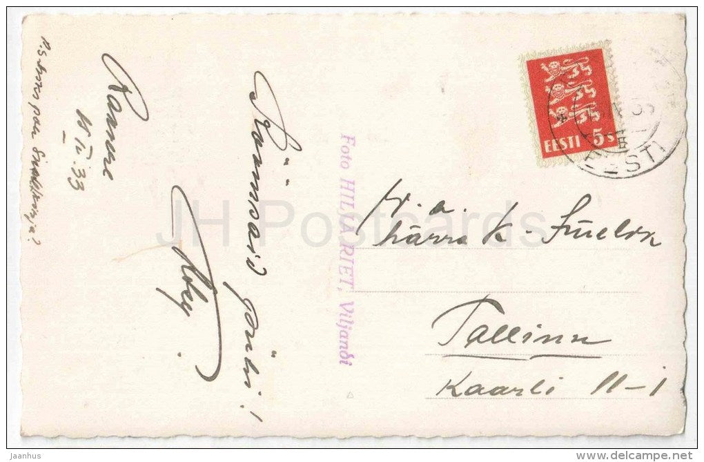 Easter Greeting Card - eggs - Hilja Riet - old postcard - circulated in Estonia 1933 - JH Postcards