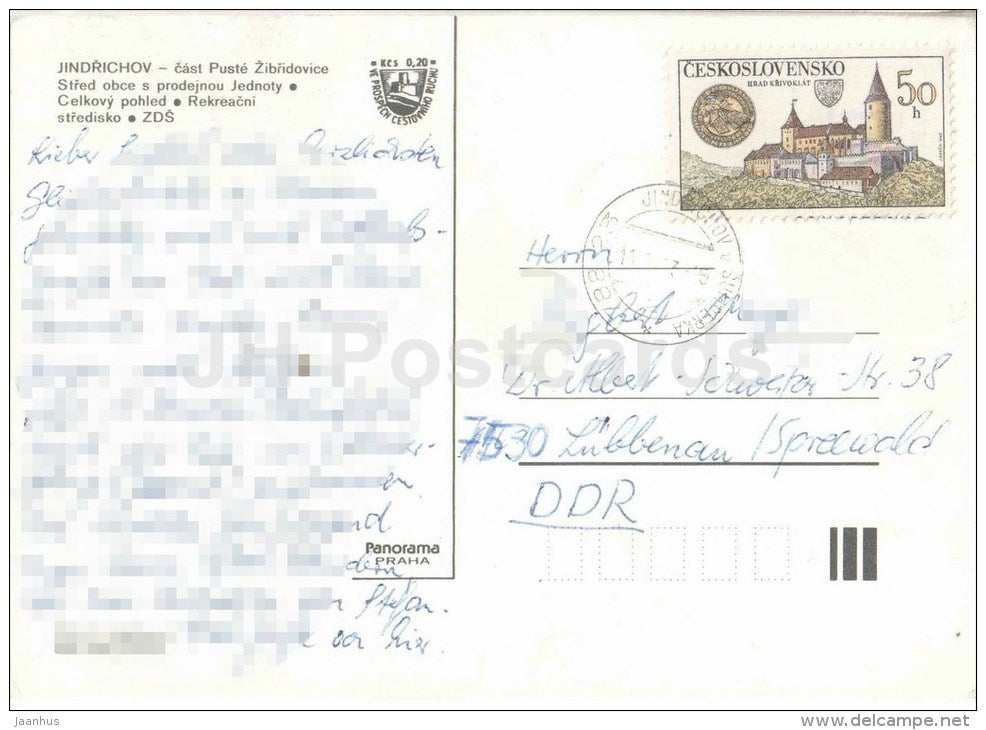 Puste Zibridovice - Jindrichov - Recreation center - architecture - Czechoslovakia - Czech - used 1983 - JH Postcards