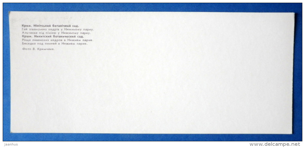 Lebanese cedar grove - pavilion under stone-pines - Nikitsky Botanical Garden - 1981 - Ukraine USSR - unused - JH Postcards