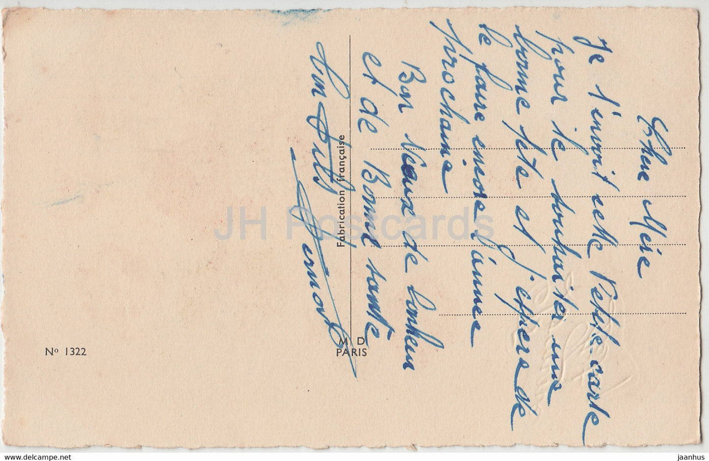 Geburtstagsgrußkarte – Bonne Fete – Blumen – Rosen – 1322 – MD Paris – Illustration – alte Postkarte – Frankreich – gebraucht