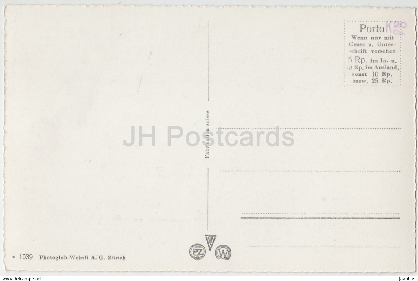 Thunersee mit Eiger - Monch und Jungfrau - 1539 - Suisse - carte postale ancienne - inutilisée