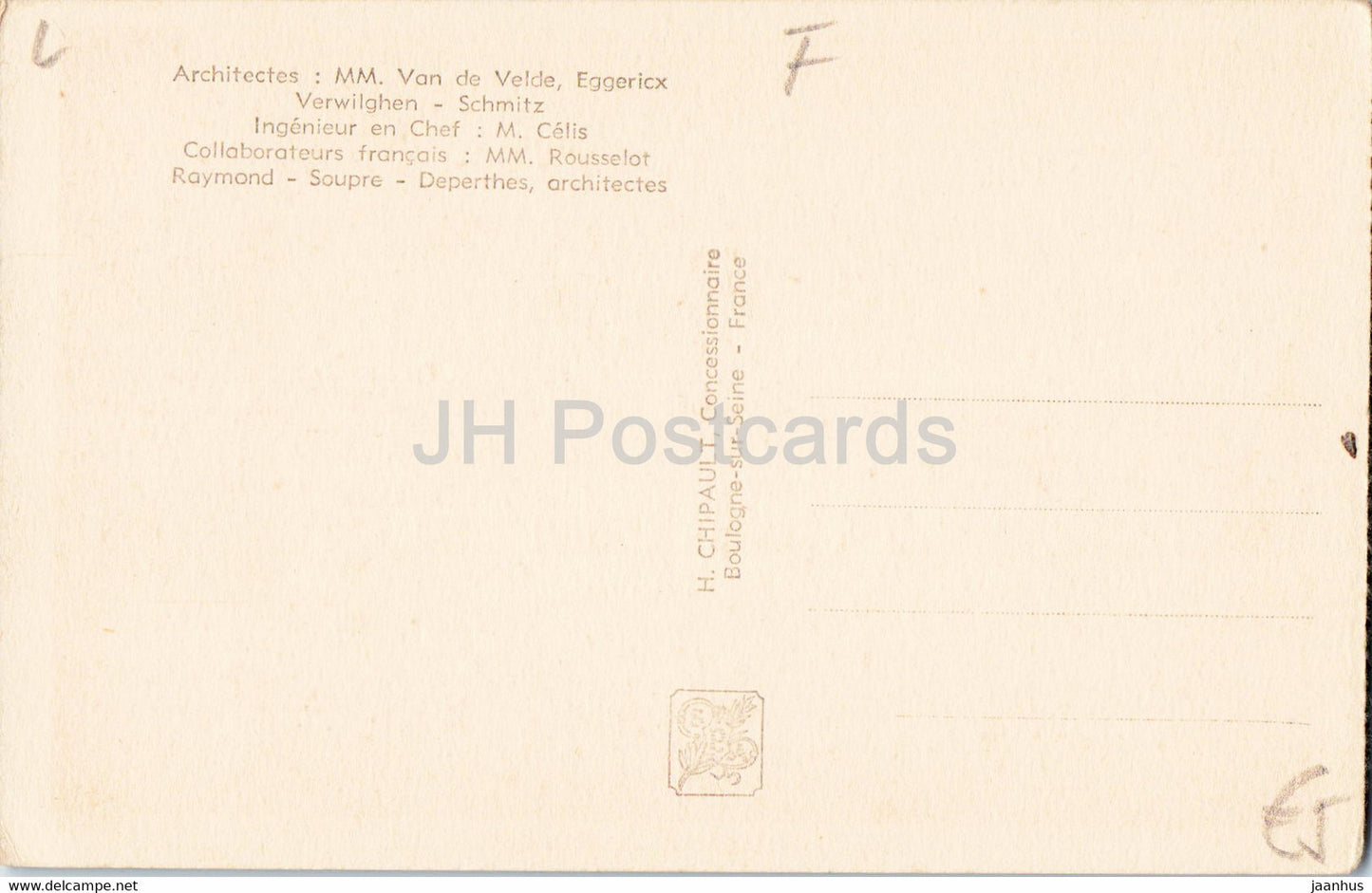 Exposition Internationale Paris 1937 - Pavillon de la Belgique - boat - 104 - old postcard - 1937 - France - unused