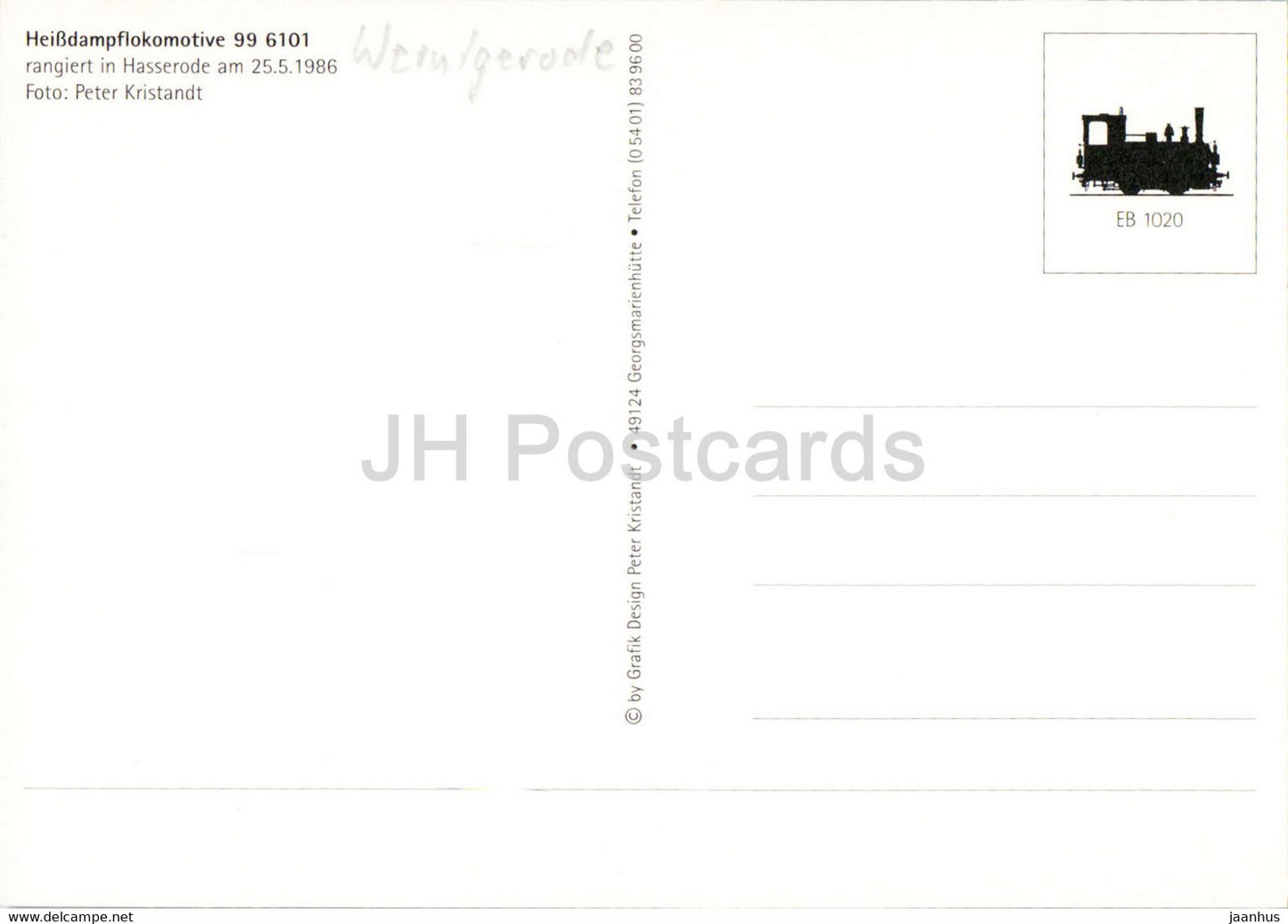 Heissdampflokomotive 996101 - Hasserode - train - railway - locomotive - Germany - unused