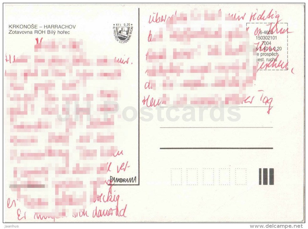 Harrachov - Krkonose - convalescent home ROH Bily Horec - cable car - Czechoslovakia - Czech - used - JH Postcards