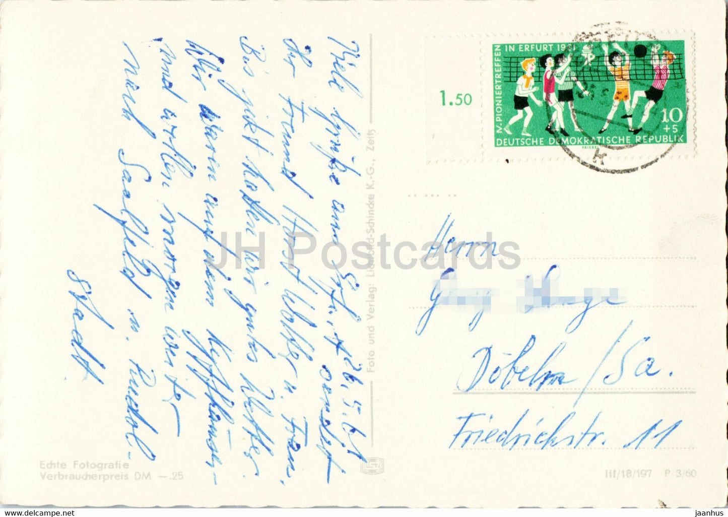 Erfurt - Alte Giebelhauser - Blick zur Altstadt - Kreuzsand - Fischersand - old postcard - 1961 - Germany DDR - used