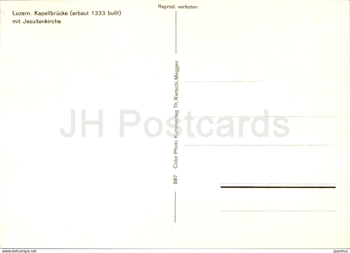 Luzern - Lucerne - Kapellbrucke mit Jesuitenkirche - bridge - 587 - Switzerland - unused