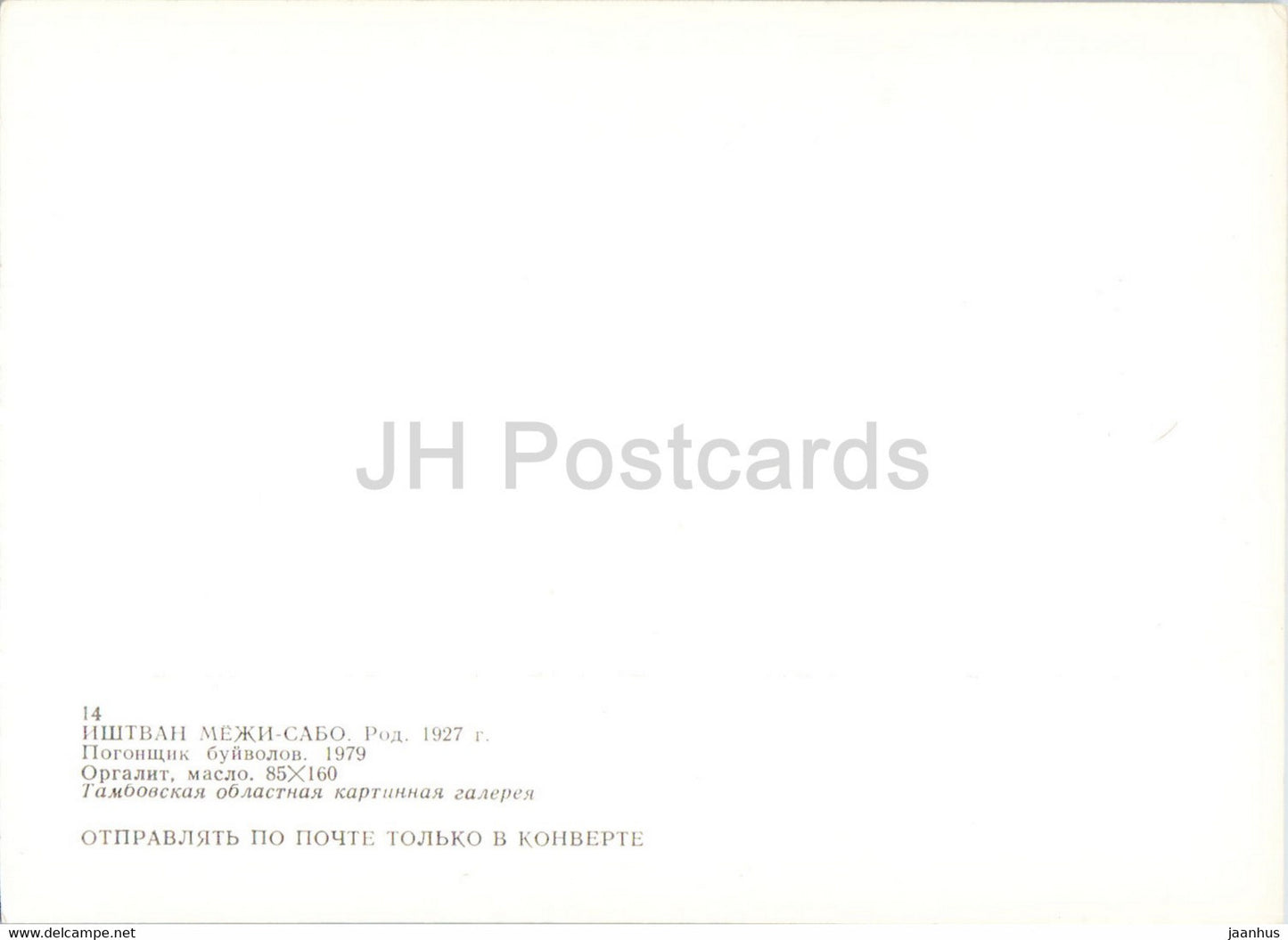 painting by Istvan Mozsi Szabo - Buffalo Driver - Hungarian Art - 1989 - Russia USSR - unused