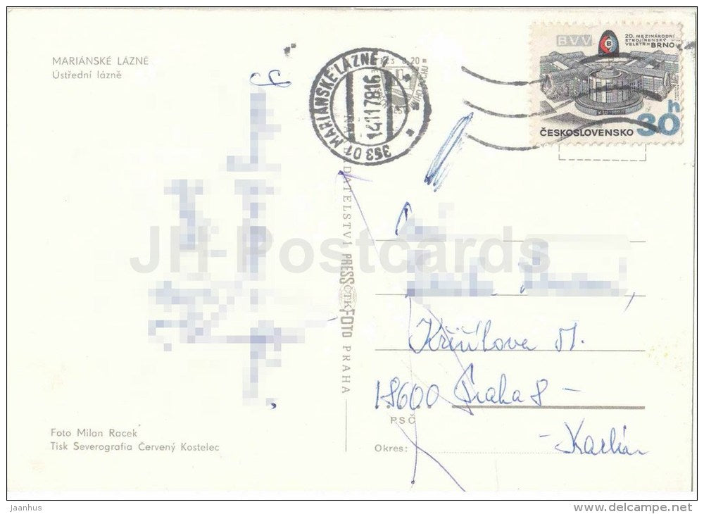 Marianske Lazne - Marienbad - Central Spa - Czechoslovakia - Czech - used 1981 - JH Postcards