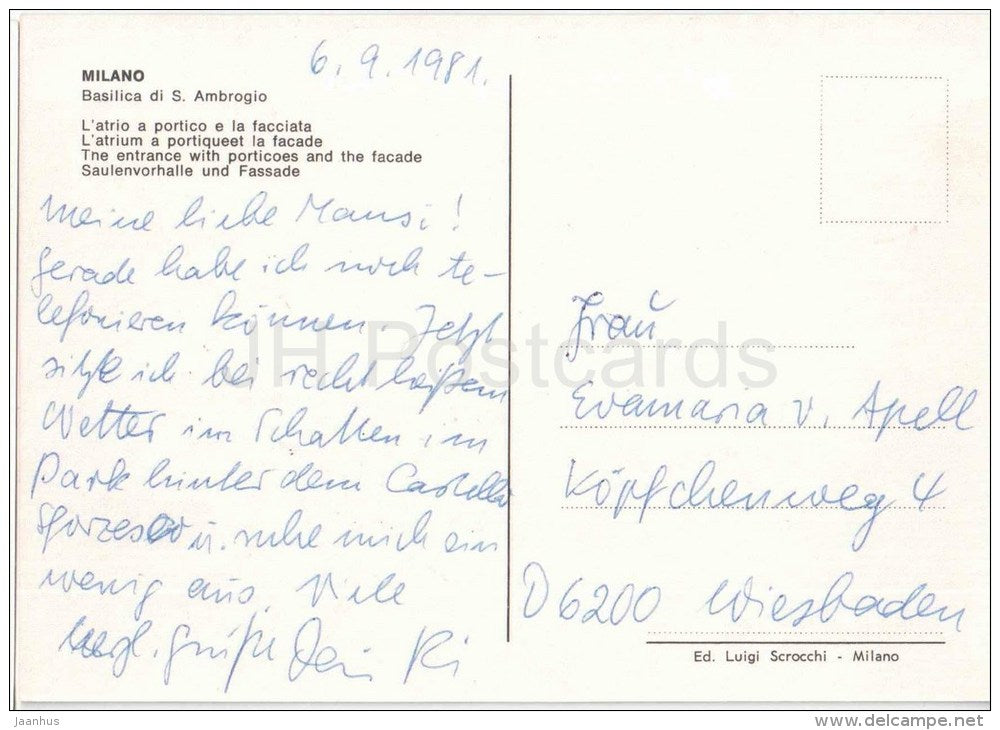 L´atrio a Portico e la Facciata - Basilica di S. Ambrogio - Milano - Lombardia - Italia - Italy - used - JH Postcards