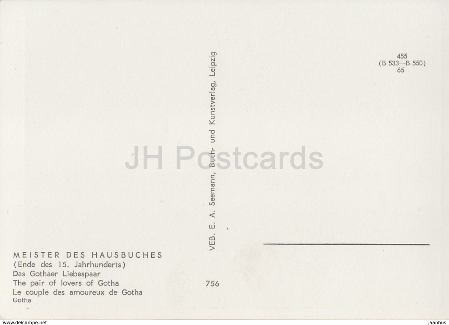 Gemälde von Meister des Hausbuches - Das Gothaer Liebespaar - 756 - Deutsche Kunst - Deutschland DDR - unbenutzt