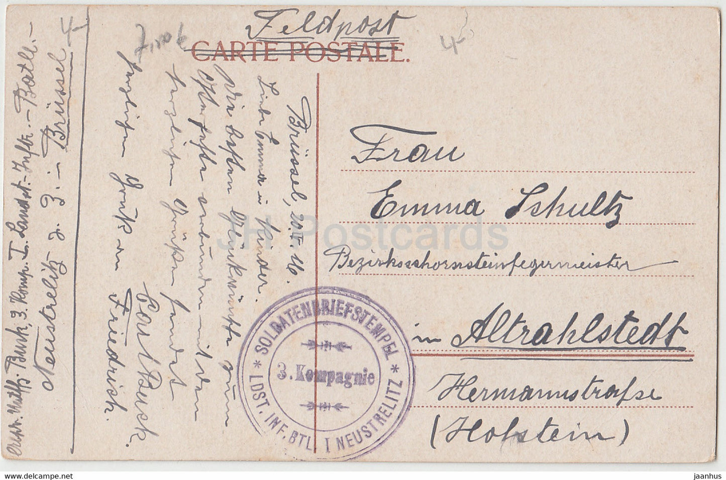 Bruxelles - Brussel - Place Rogier et Palace Hotel - Straßenbahn Neusterlitz - Feldpost - alte Postkarte - 1916 - Belgien - gebraucht