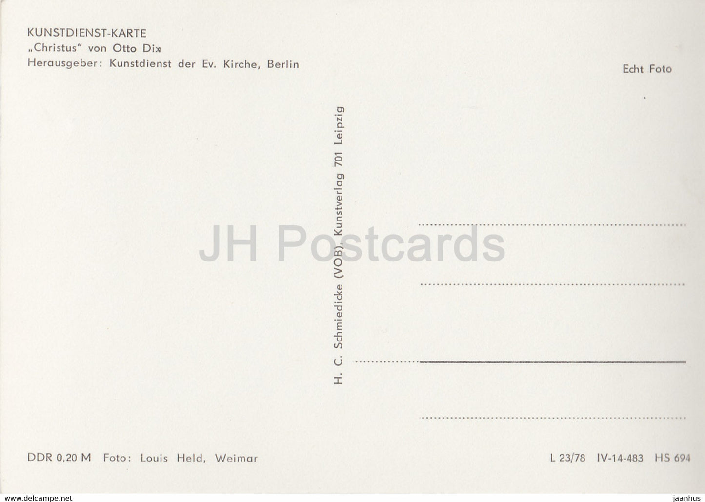 painting by Otto Dix - Christus - German art - Germany DDR - unused