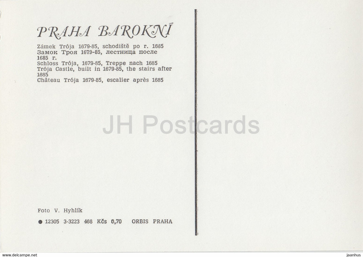 Praha - Prague - Troja Castle - Baroque Prague - Czechoslovakia - Czech Republic - unused