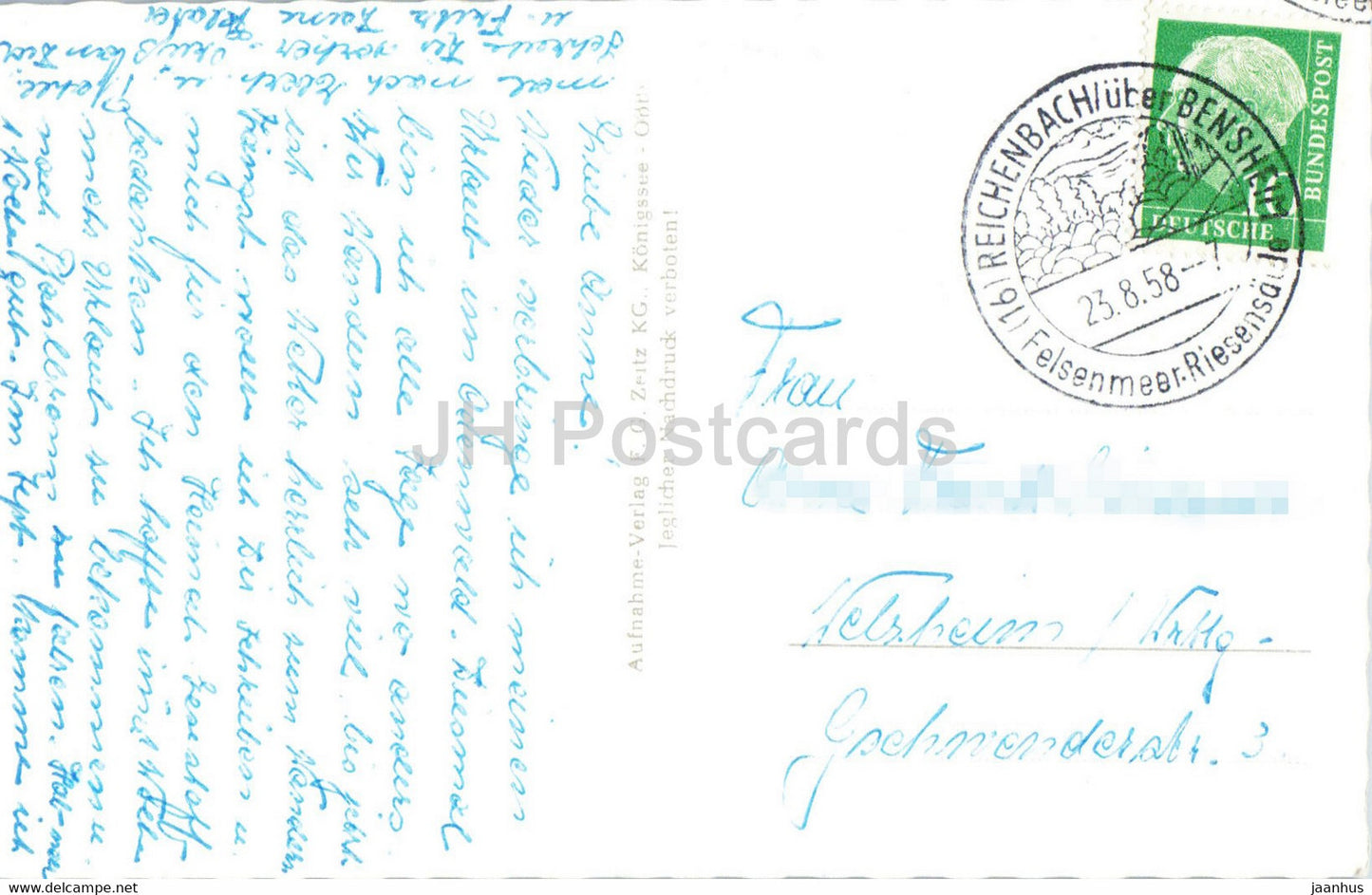 Felsenmeer b Reichenbach i Odenwald - carte postale ancienne - 1958 - Allemagne - utilisé