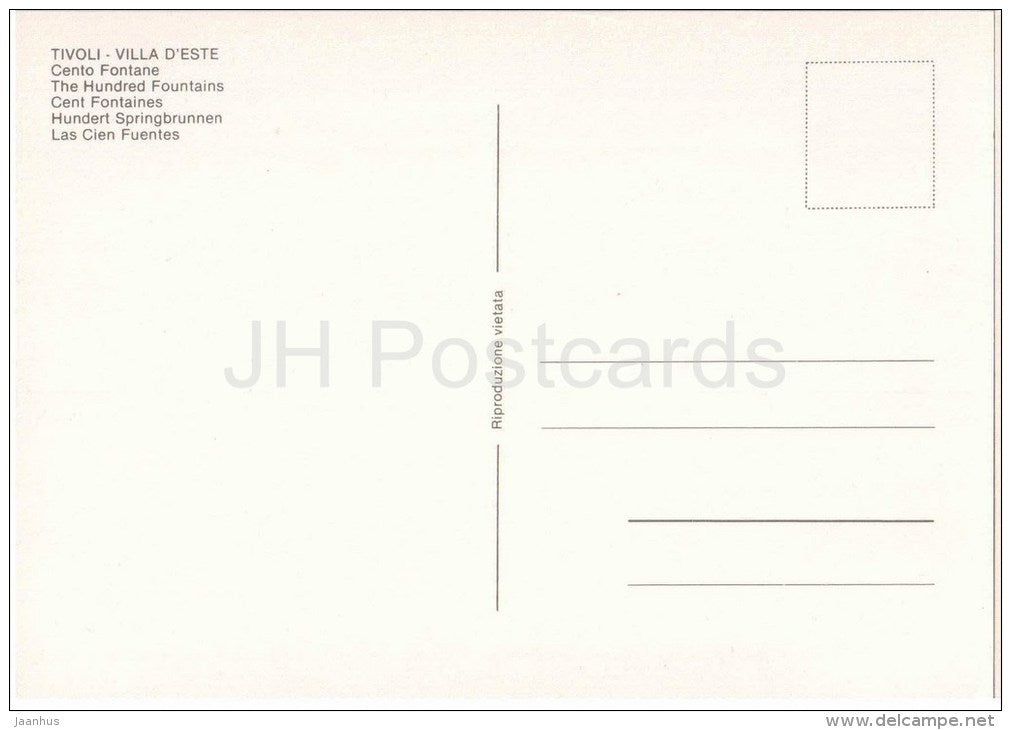 Cento Fontane - The Hundred Fountains - Villa d´Este - Tivoli - Lazio - Italia - Italy - unused - JH Postcards