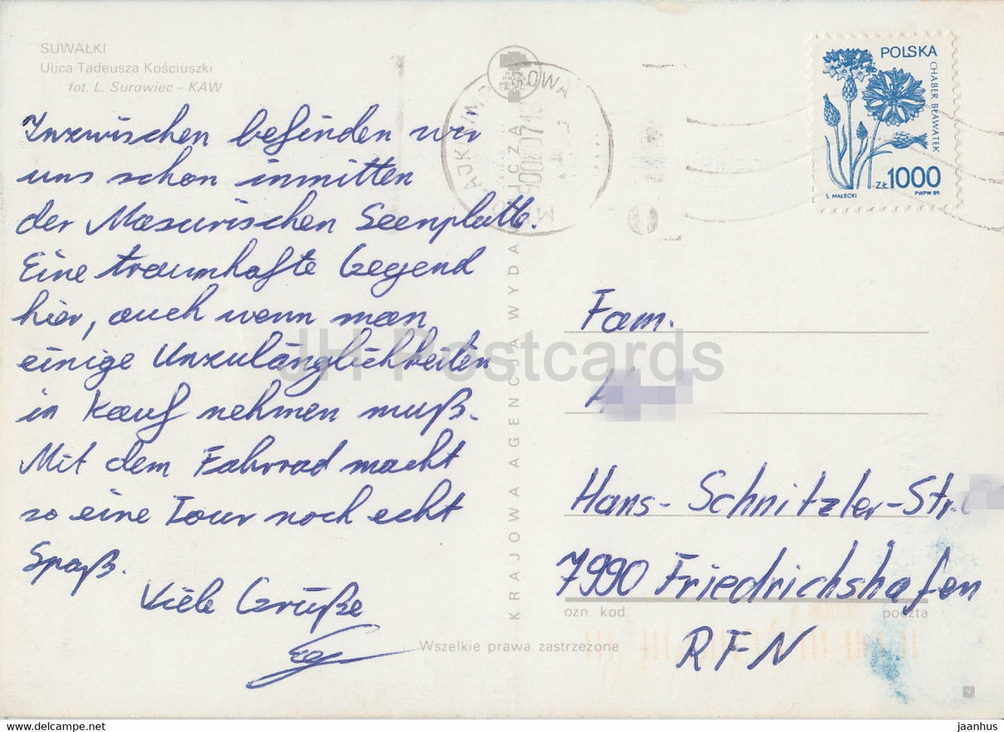 Suwalki - rue Tadeusz Kościuszki - bus - Hôtel de ville - 1971 - Pologne - utilisé