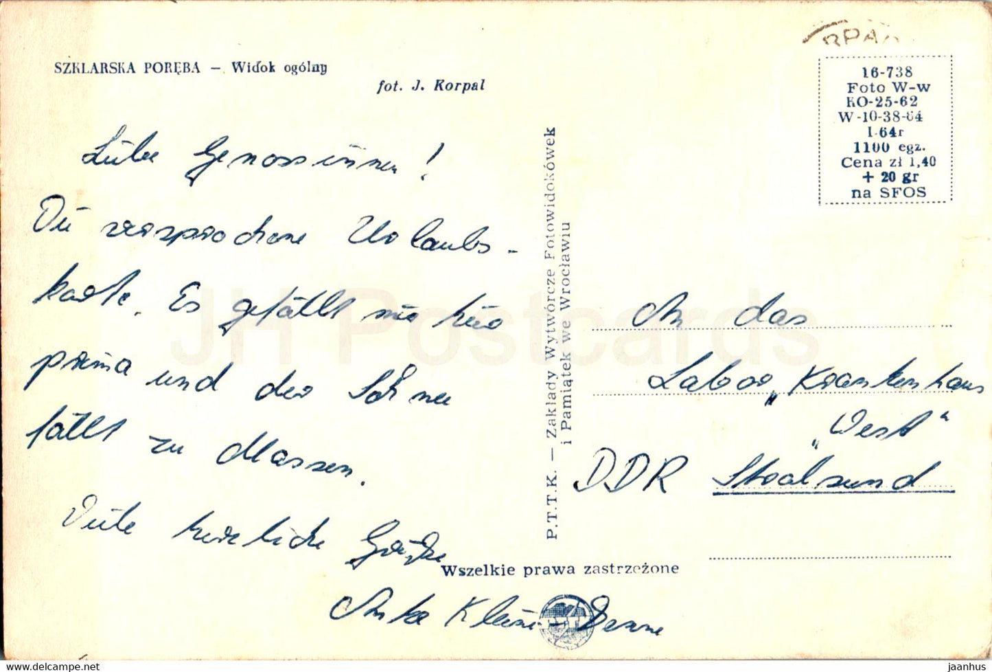 Szklarska Poreba - Widok ogolny - vue générale - carte postale ancienne - Pologne - utilisé