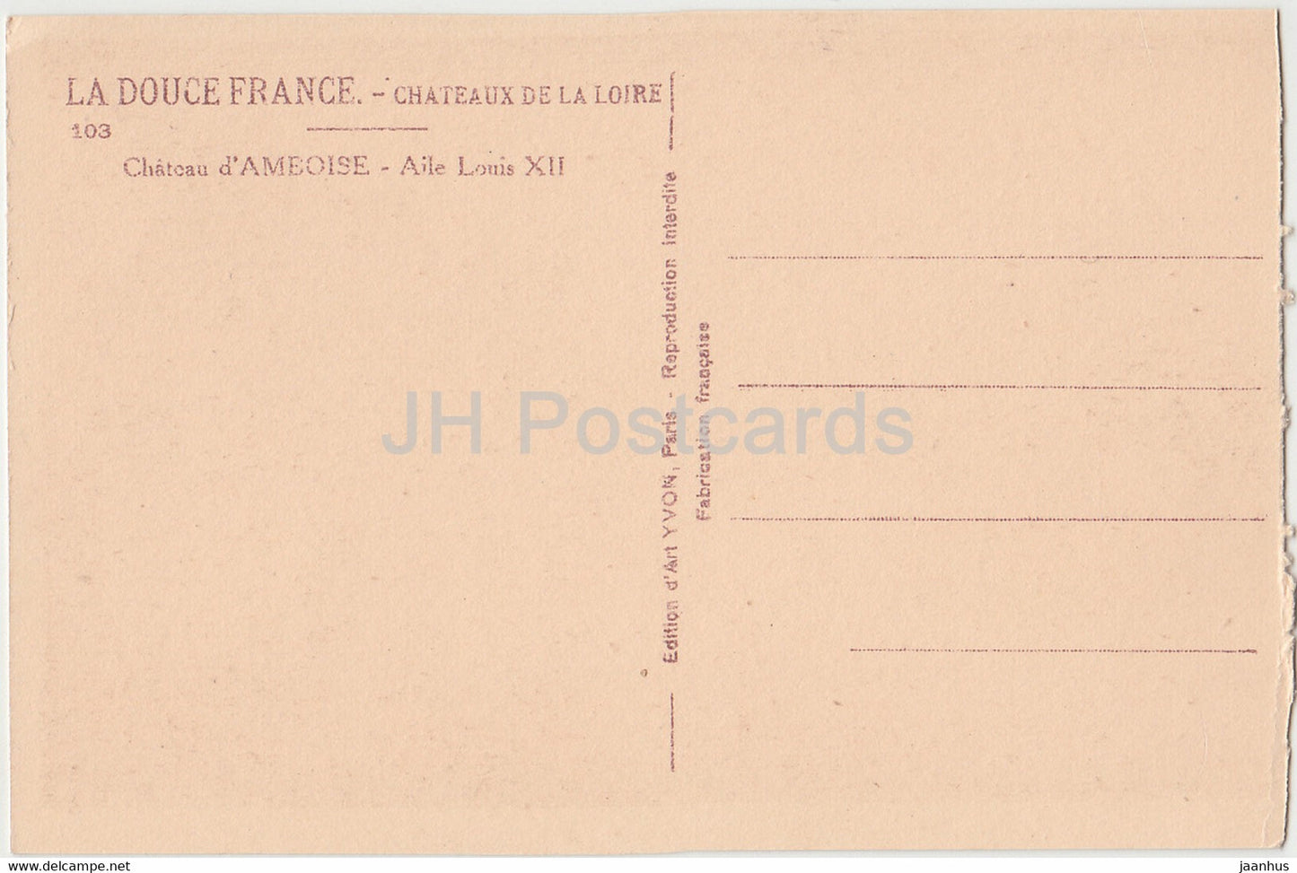 Chateau d'Amboise - Aile Louis XII - 103 - Schloss - alte Postkarte - Frankreich - unbenutzt