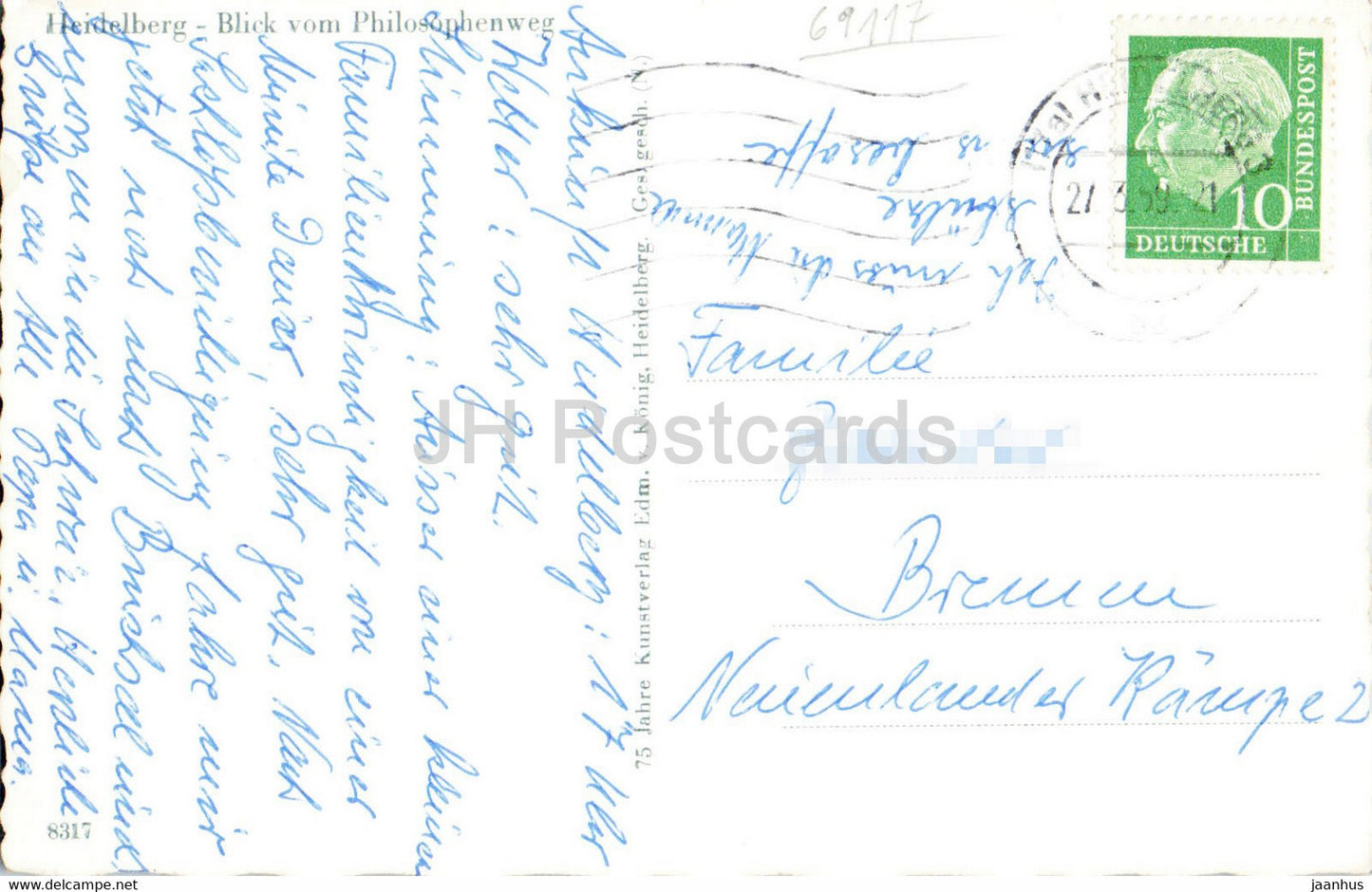 Heidelberg - Blick vom Philosophenweg - old postcard - 1959 - Germany - used