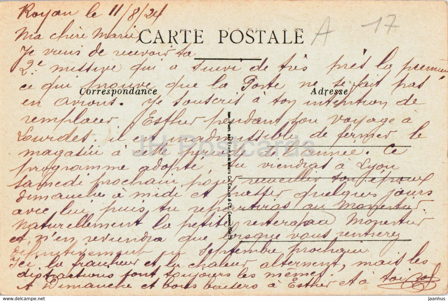 Environs de Royan - Grosse Mer à Pontaillac - carte postale ancienne - 1924 - France - occasion