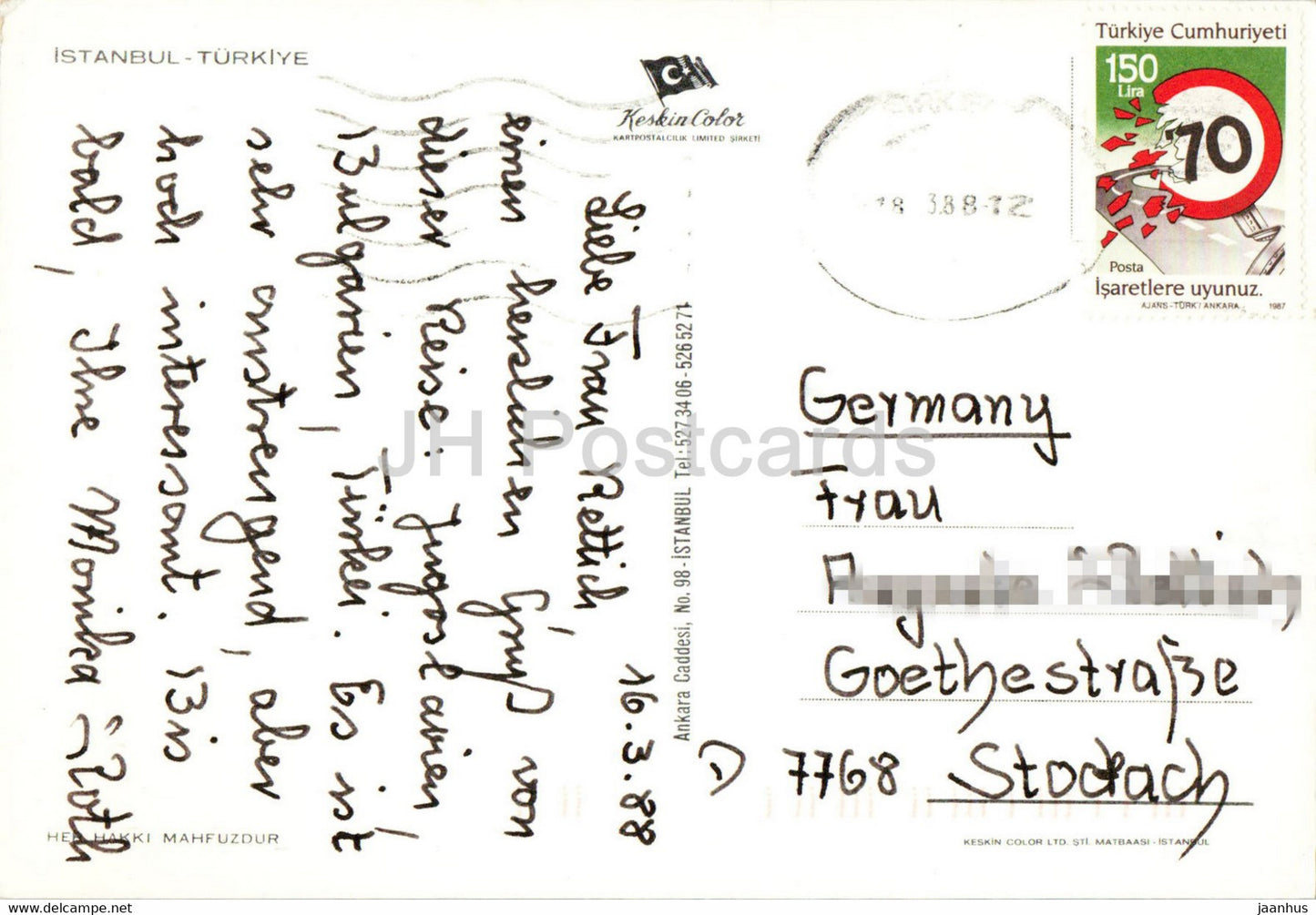 Istanbul - multiview - Keskin - Taksim monument - Kiz Kulesi - 1988 - Turkey - used