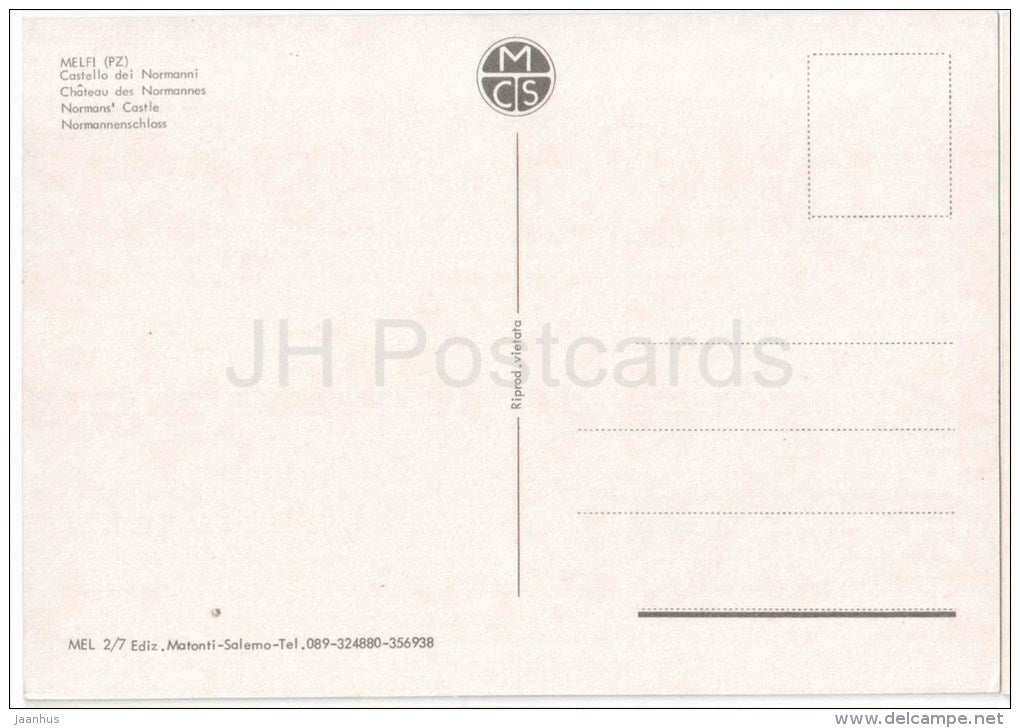 Castello dei Normanni - Normans Castle - Melfi - Potenza - MEL 2/7 - Italia - Italy - unused - JH Postcards