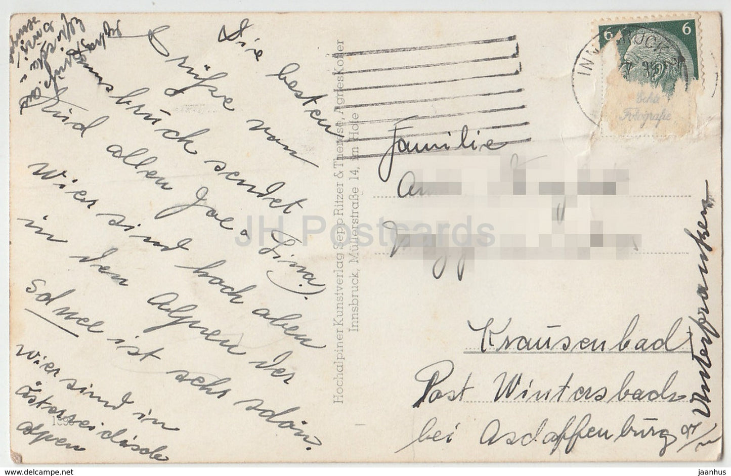 Innsbruck - Herezog Friedriechstrasse - car - 1593 - old postcard - Austria - used