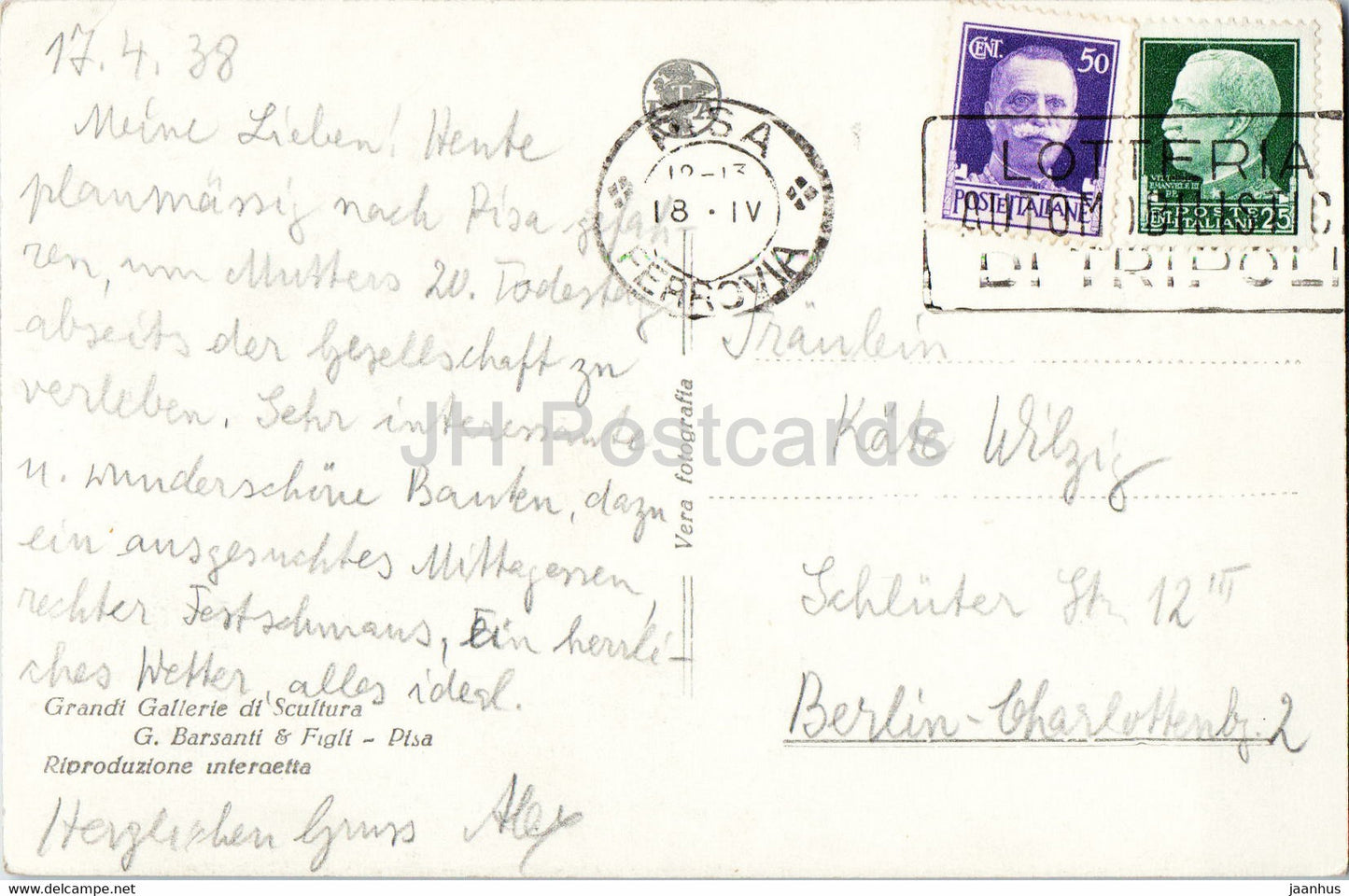 Pise - Duomo - 54 - carte postale ancienne - 1938 - Italie - utilisé