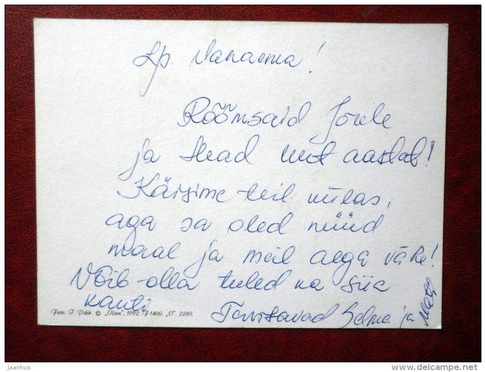 Christmas greeting card - bread - 1992 - Estonia - used - JH Postcards