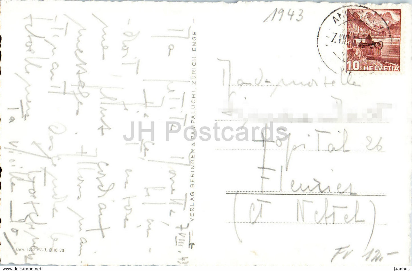 Andermatt gegen Furka - 1036 - carte postale ancienne - 1943 - Suisse - utilisé