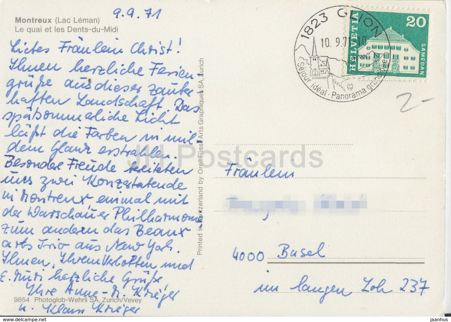 Montreux - Lac Leman - Le Quai et les Dents Du Midi - steamer - passenger ship - 1971 - Switzerland - used