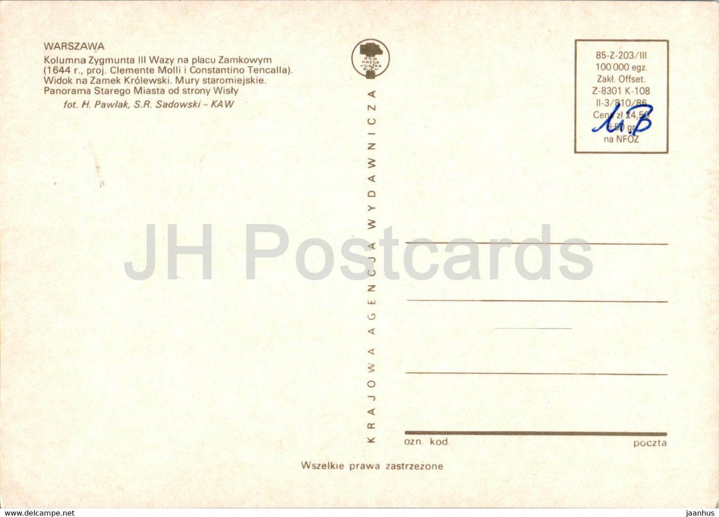Warsaw - Warszawa - Kolumna Zygmunta III Wazy - Zamek Krolewski - Royal Castle - multiview - Poland - used