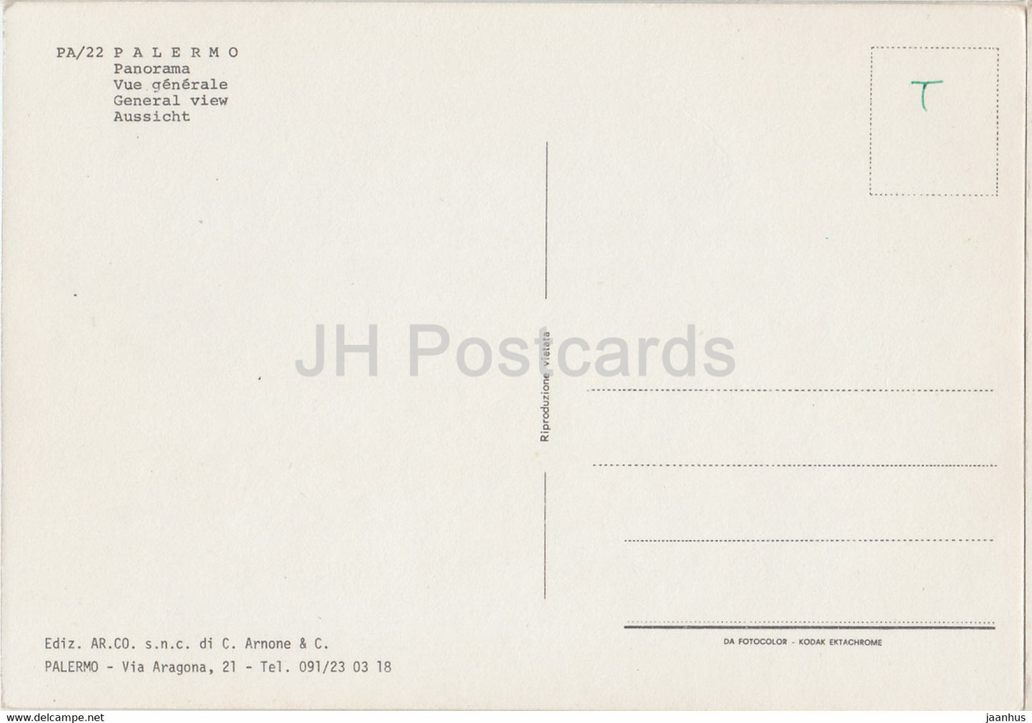 Palerme - Panorama - voiture - PA 22 - Italie - inutilisée