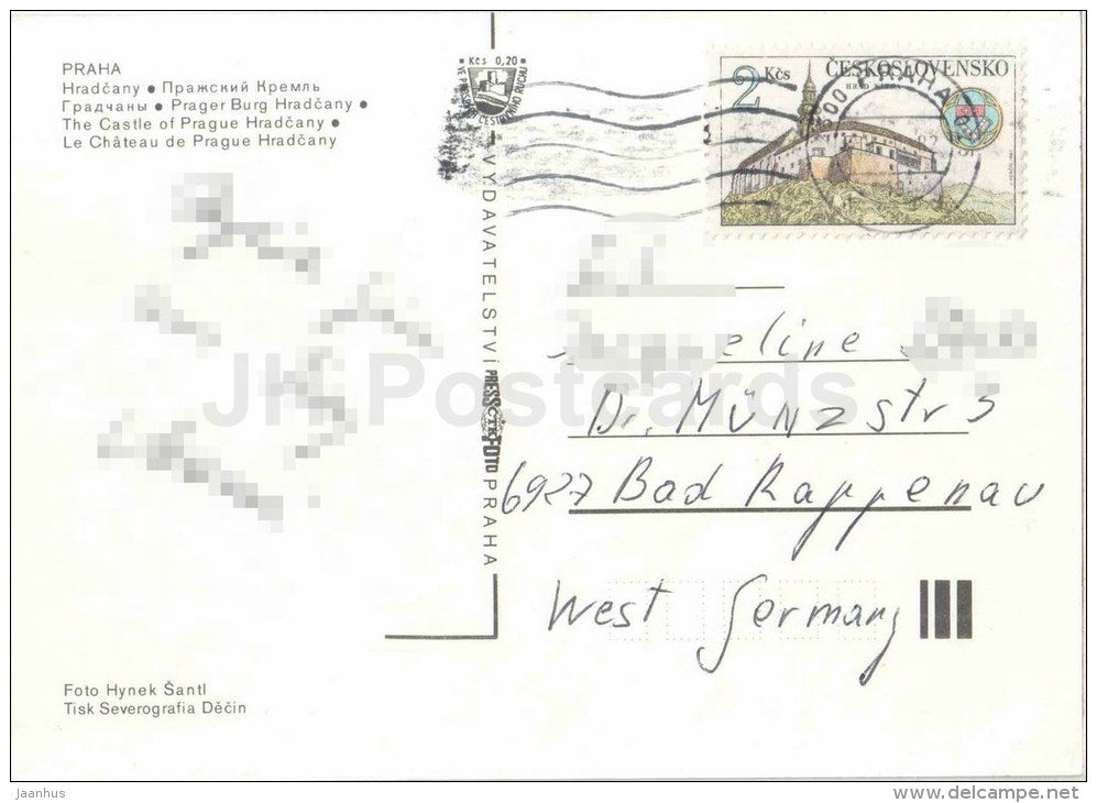 Praha - Prague - Prague Castle - The Castle of Prague Hradcany - Czechoslovakia - Czech - used 1982 - JH Postcards