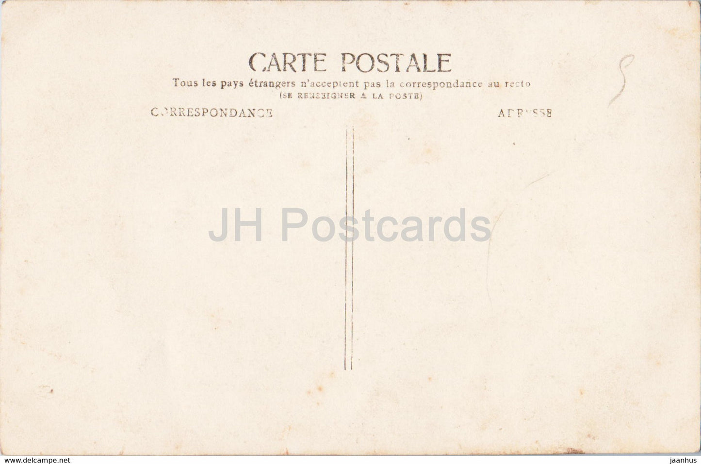 Grußkarte - Je vous remercie bien - Frau - Blumen - JK - alte Postkarte - Frankreich - unbenutzt