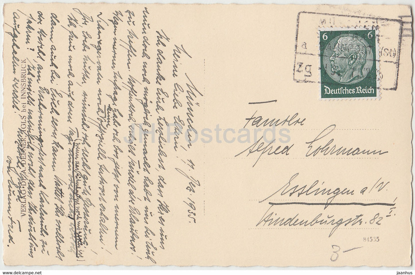 Carte de vœux de Noël - Frohliche Weihnachten - hiver - montagnes - Defner - carte postale ancienne - 1935 - Autriche - utilisé