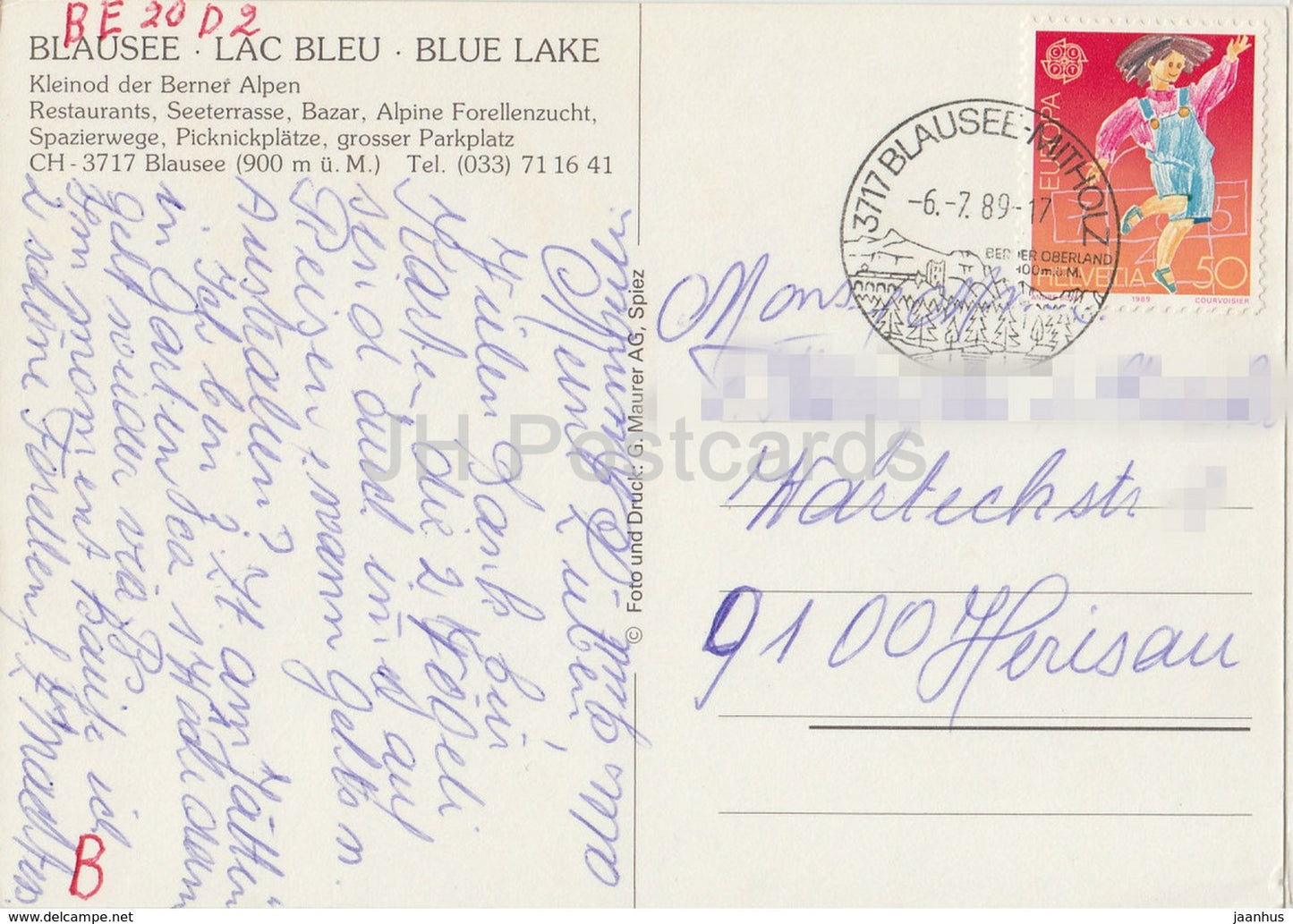 Blausee - Lac Bleu - Kleinod der Berner Alpen - chien St Bernard - multiview - 1989 - Suisse - utilisé