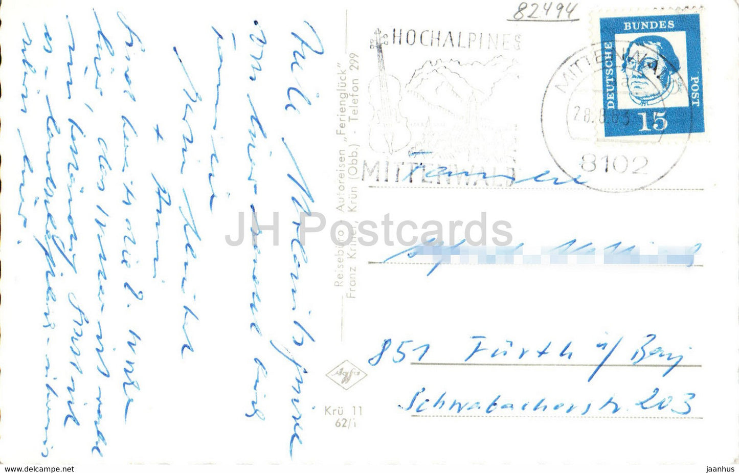 Krun Obb m Zugspitze 2963 m - Hochblassen - Alpspitze - Zugspitze - Riffelwand - old postcard - 1963 - Germany - used