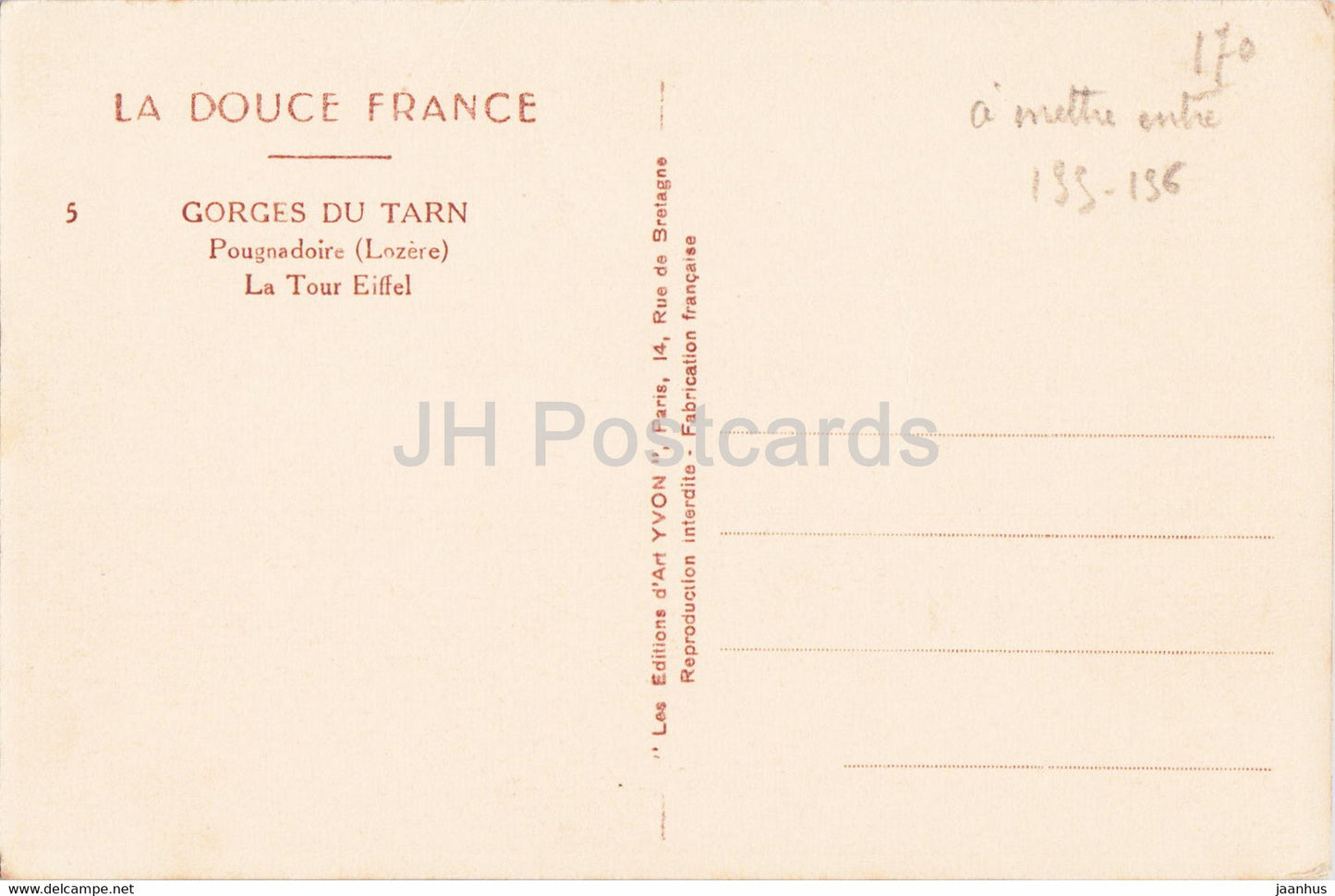 Pougnadoire - La Tour Eiffel - Gorges du Tarn - 5 - old postcard - France - used
