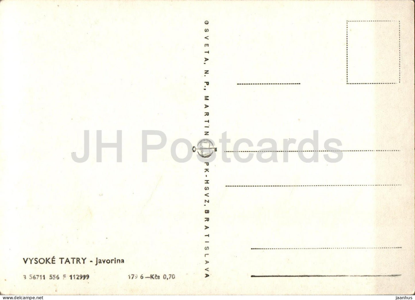 Vysoke Tatry - Javorina - church - Slovakia - Czechoslovakia - unused